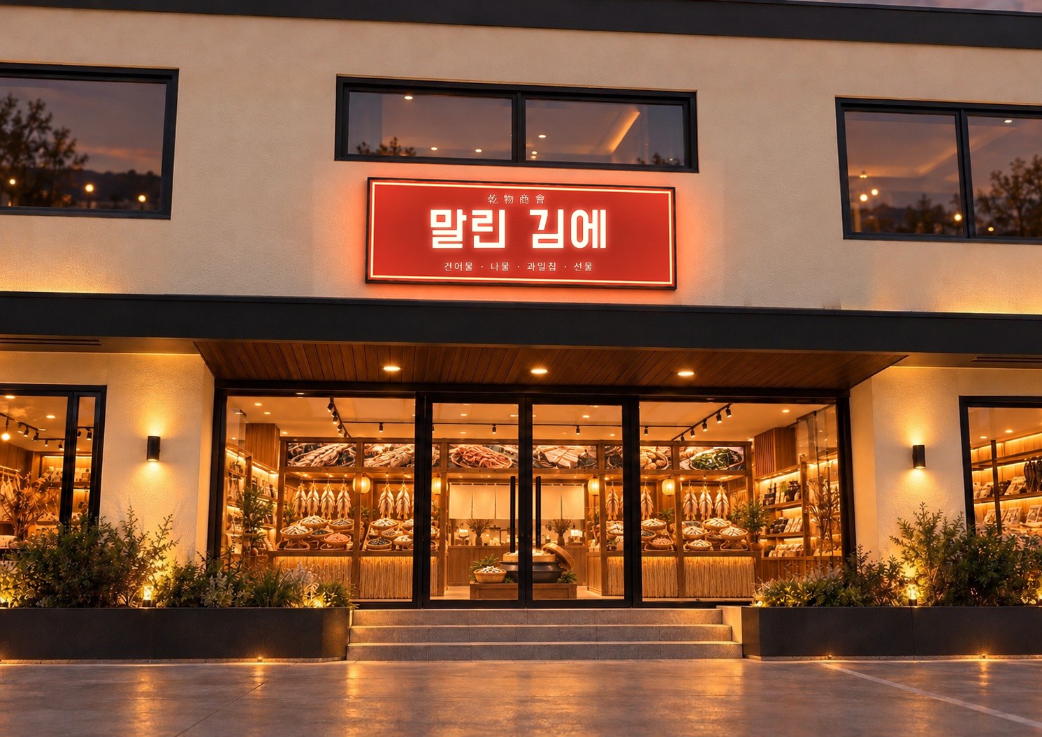 안면도 본관 입구에 말린 김에 간판