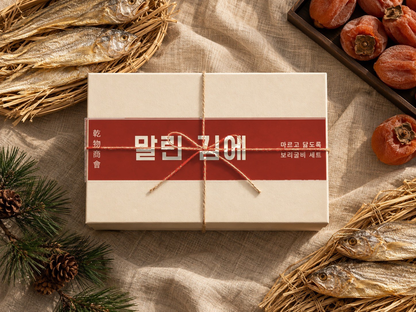 선물 상자 띠지 목업