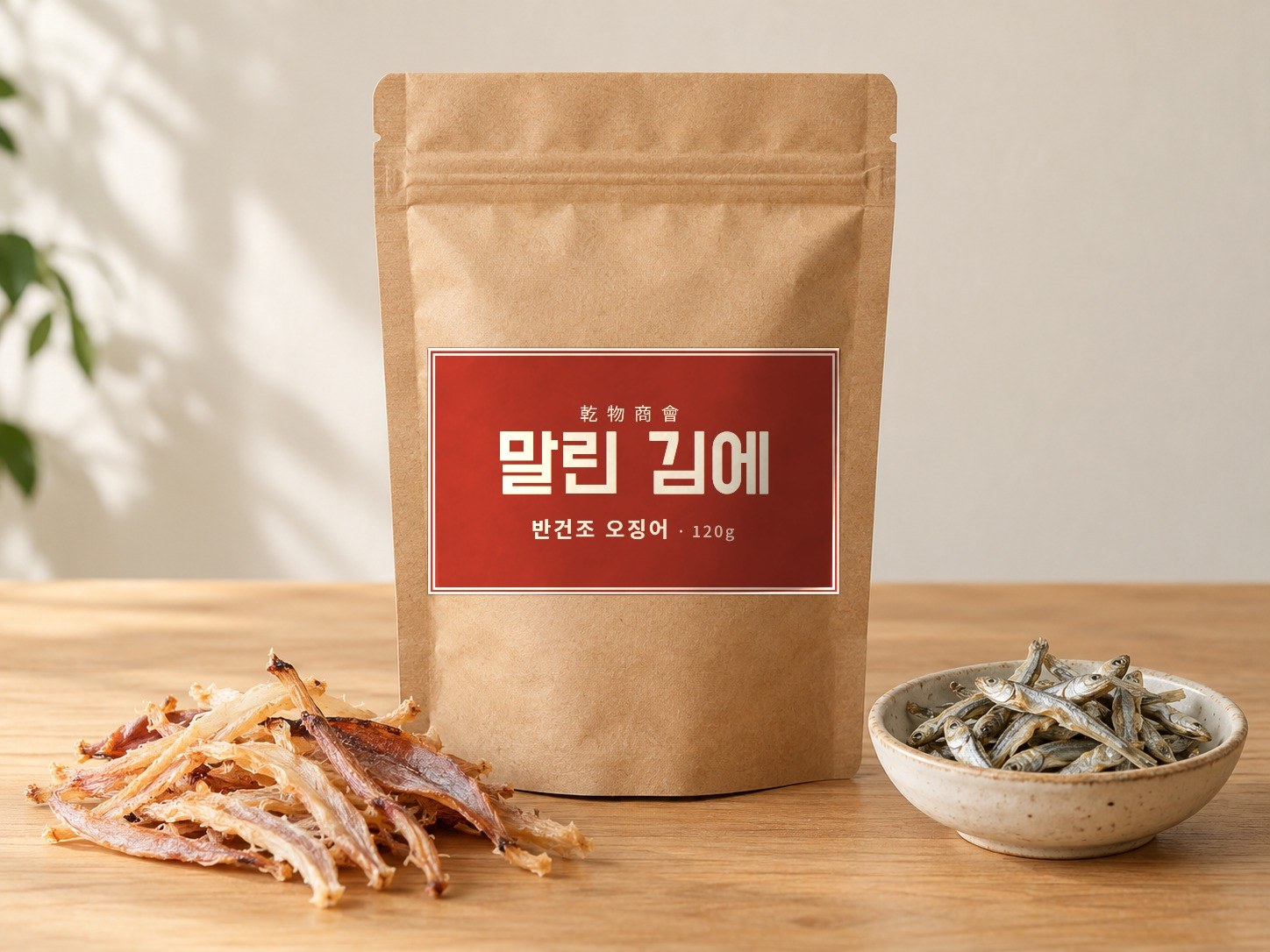 크라프트 파우치 라벨 목업